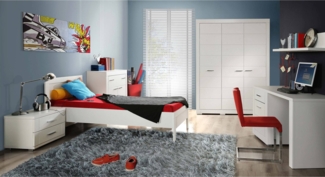 Jugendzimmer SNOW Komplett-Set 6-tlg. Bett 90 cm Weiß