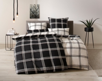 my home Wendebettwäsche Karo, Linon, 2 teilig, karierte Bettwäsche aus Baumwolle, Bettwäsche mit Wendeoptik