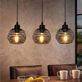 Nettlife Pendelleuchte Schwarz Esstisch Vintage Metall E27 Hängelampe Retro Hängeleuchte, LED wechselbar, für Esstisch Küche Esszimmer Wohnzimmer Arbeitszimmer Büro