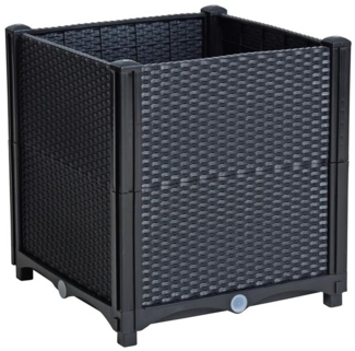 Blumenbeet Hochbeet Gemüsebeet 40x40x44 cm Pflanzbeet Polyrattan Schwarz