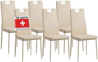 Albatros Esszimmerstühle SALERNO, Küchenstuhl 6-er SET, Beige