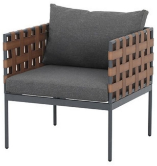 riess-ambiente Gartensessel UNIQUE 70cm schwarz / braun / grau · Gartensessel inkl. Kissen (Einzelartikel, 1-St), indoor & outdoor · Aluminium & Polyrattan Geflecht · waschbarer Bezug