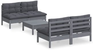 vidaXL 5-tlg. Garten-Lounge-Set mit Anthrazit Kissen Kiefernholz 3096006