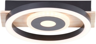 BRE-Light Maureen LED Deckenleuchte 22x20cm schwarz/holz Metall/Holz/Kunststoff 12 W LED integriert (1100lm, 3000K)