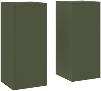 vidaXL Pflanzenständer 2 pcs Olivgrün 24 x 24 x 55 cm Stahl 865816
