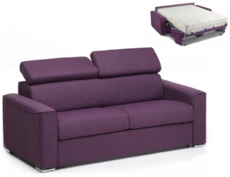 Schlafsofa 3-Sitzer Stoff VIZIR - Violett - Liegefläche mit Lattenrost: 140 cm - Matratzenhöhe: 18 cm