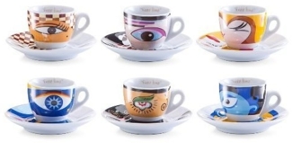 Zeller Present Espressotasse Magic Eyes, Porzellan, 6 Tassen, 6 Untertassen