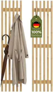 Bellamio 'Sava' Garderobenpaneel, Bambus, 110x25 cm, Wandgarderobe mit 8 Haken, 2er Set