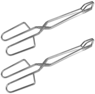 HAC24 Grillzange 2x XXL Servierzange Bratwurstzange Lang BBQ Grill Grillgutwender, Edelstahl, je 28,5 cm