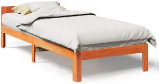 vidaXL Massivholzbett ohne Matratze Wachsbraun 80x200 cm Kiefernholz 859228