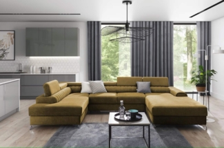 Wohnlandschaft mit Schlaffunktion Lacante und Bettkasten im modernen Design für stilvolles Wohnen