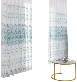 BYSURE Vorhang, Ösen (2 St), transparent, Voile, Vorhang Blumenstickerei
