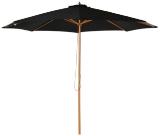 Outsunny Sonnenschirm Balkonschirm, Bambus, Schwarz, LxB: 300x300 cm, Gartenschirm, Holzschirm, ohne Schirmständer, langlebiges Material