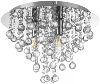 Deckenlampe, Kronleuchter, Metall, Silber, 3 Flammig, D 38cm