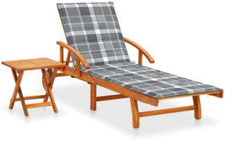 vidaXL Sonnenliege mit Tisch und Auflage Akazie Massivholz 3061631