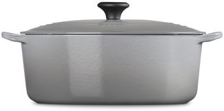 LE CREUSET Bräter Bräter Tradition oval perlgrau 31cm, Emailliertes Gusseisen