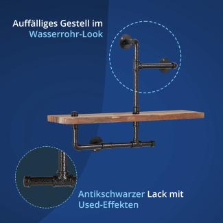 KHG Stand-Regal, Wand-Regal, Bücherregal, 1-4 Ablagen/Böden in verwitterter Eichenoptik mit viel Platz, max. Belastbarkeit bis 30 kg, Industrie-Vintage-Retro-Design, aus Metall/Holzwerkstoff