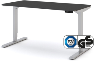 ASSMANN Elektrisch höhenverstellbarer Schreibtisch Y-Line Curved 140x70 cm Anthrazit Weißaluminium 140x70 cm Metall Holz