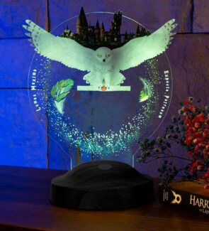 Geschenkelampe LED Nachttischlampe Hogwarts Hedwig Harry Potter Eule mit 3D Vision Nachtlicht, Leuchte 7 Farben fest integriert, Geburtstagsgeschenk für Freunde, Babys, Kinder, HP Fans, Mädchen, Junge
