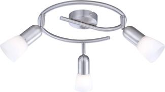 Deckenleuchte, Metall, nickel-matt, weiß, Spots beweglich