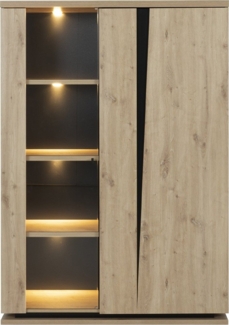 CaliCosy 'CRACK' 2-türiger Geschirrschrank mit Beleuchtung und Designriss - Helles Holz