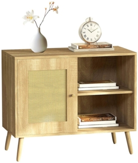 WAOHO Sideboard Standschrank, Kommode, Dekorativer Schrank Rattantür Sideboard 1 türiger