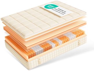 CHICASA Taschenfederkernmatratze Luxuriöse 90×200, 9-Zonen Memory-Schaum Hybridmatratze,Hellgelb,Härtegrad H3