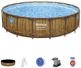 Power Steel Swim Vista Series Rahmenpool 549 X 122 Rund 18 Fuß Bestway 7In1