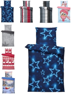 One Home Bettwäsche Winter Thermofleece, Fleece, 3 teilig, Sterne leuchtoptik, kuschelig flauschig warm weich Modern
