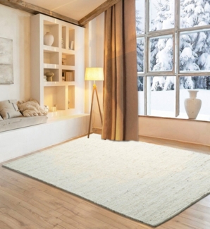 my home Wollteppich Greith, rechteckig, Höhe: 12 mm, Wendeteppich, meliert, reine Wolle, handgewebt, Scandi, Wohnzimmer