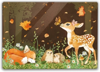 speecheese Schneidebrett Tiere des Waldes Schneidebrett aus Glas im Aquarell-Stil