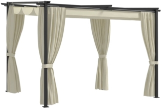 vidaXL Pavillon mit Vorhängen 3 x 3 m Creme Stahl 48050