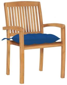 Stapelbare Gartenstühle mit Kissen 8 Stk. Massivholz Teak