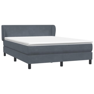 vidaXL Boxspringbett mit Matratze Dunkelgrau 140x210 cm Samt 3317356