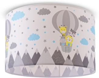 Paco Home Deckenleuchte Cosmo 343, ohne Leuchtmittel, Lampe Kinderzimmer Deckenlampe Heißluftballon Wolken Tiere Zoo E27