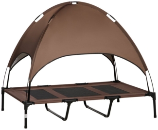 MC Star Tierbett mit Baldachin, erhöhtes Hundebett outdoor, atmungsaktiv, Taftstoff, 122x92x108 cm, ideal für Hunde