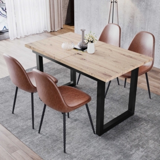 BlingBin Esstisch moderner Küchentisch für Esszimmer Wohnzimmer (1-St, L140/180*W80*H75, ausziehbare Tischplatte), Gestell aus Metall, Marmormuster Küchentisch, 60 kg belastbar