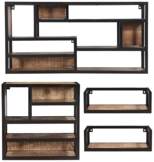 baario Wandregal Wandregal INDUSTRIAL 50x16, schwarz Holz Metall Küche Hängeregal Bad Wandboard