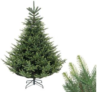 Salcar Künstlicher Weihnachtsbaum Weihnachtsbaum Künstlich Tannenbaum mit naturgetreuen Spritzguss PE, Nordmanntanne, 180 cm hoch, 2525 Zweige, 74 % PE, 130 cm Durchmesser