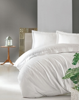 Satin-Einzelbettbezug-Set XXL (DE), 'Elegant', Weiß
