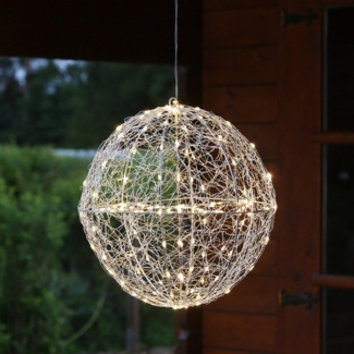 MARELIDA LED Kugelleuchte LED Drahtkugel Leuchtkugel 38cm 600LED Lichtkugel für Innen Außen, LED Classic, warmweiß (2100K bis 3000K)