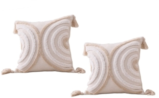 Refttenw Kissenbezüge Boho Kissenbezug 45x45cm 2er Set Getuftete Kissenhülle, Quaste, Modern Dekokissen für Couch Wohnzimmer