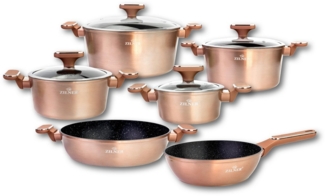 Zilner Topf-Set RosaGold Schönes Topfset Töpfe in verschiedenen Größen mit Pfanne, Aluminiumguss, Keramik, Edelstahl (Zeitloses Design des Topfsets. Eine ideale Geschenkidee! Hochwertig, 15-tlg, Topfset in einer wunderschönen, einzigartigen Farbe ROSEG...