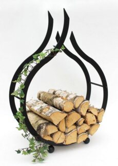 DanDiBo Kaminholzregal Flamme Kaminholzständer 78 cm Holzkorb Kaminholzhalter Holzregal