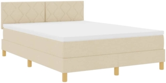 vidaXL Boxspringbett mit Matratze Creme 160 x 200 cm Stoff 3339012