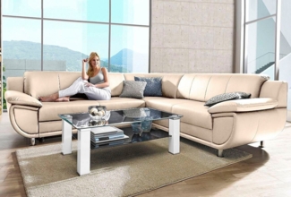 TRENDMANUFAKTUR Ecksofa Rondo wahlweise mit Schlaffunktion, 267x247 cm (BxT), breite Armlehnen, L-Form, wahlweise mit Federkern bestellbar, Füße chromfarben