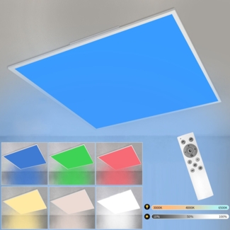 ZMH LED Deckenleuchte RGB Farbwechsel - Deckenlmape Dimmbar 24W Weiß mit Fernbedienung Eckig Deckenbeleuchtung Hintergrundbeleuchtung Ø45CM für Wohnzimmer Schlafzimmer Küche Kinderzimmer