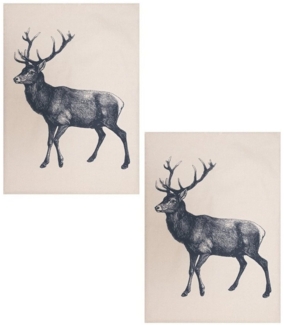 Magma Heimtex Geschirrtuch Geschirrtuch Hirsch Digitaldruck 50x70 cm Landhausstil Vintage Retro, (Spar-Set, 2-tlg, 2 x Geschirrtücher), Aufhängeschleife in der Mitte, Baumwolle, Halbpanama, Saugfähig