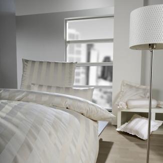 Mako-Brokat-Damast Bettwäsche - Curt Bauer Como 240x220 + 2x80x80 cm-0639 beige