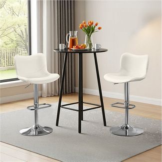 Yaheetech Barhocker Moderner Höhenverstellbarer Barstuhl (2 St), 2er-Set Armloser Drehstuhl mit Rückenlehne und Fußstütze